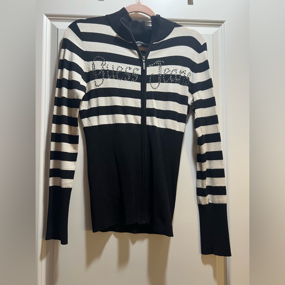Guess Black Knit Sweater with Zip Detail